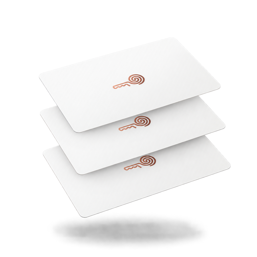 MI8OS Card gen 1, set of three encrypted NFC cards with the rose-gold key mark
