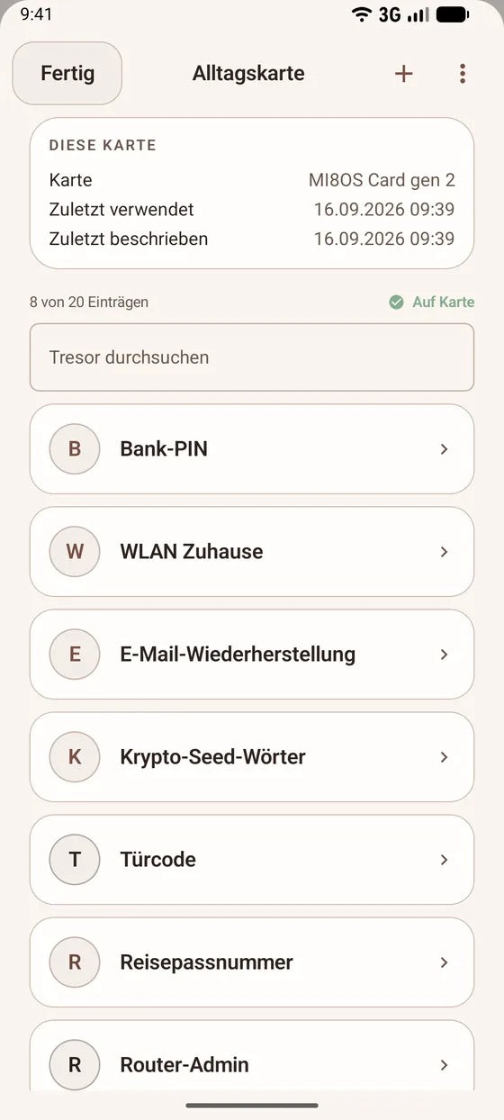 Android: Durchsuchen Sie die Einträge Ihrer Karte