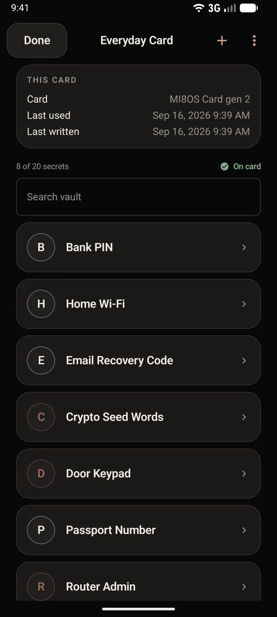 Android: Browse the secrets on your card