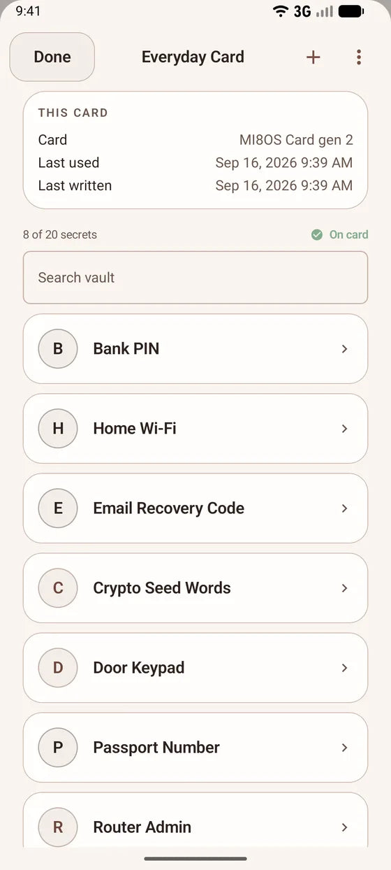 Android: Browse the secrets on your card