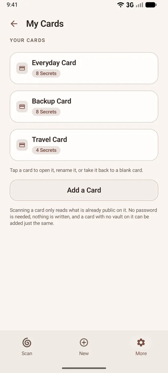 Android: Keep your vault cards in view