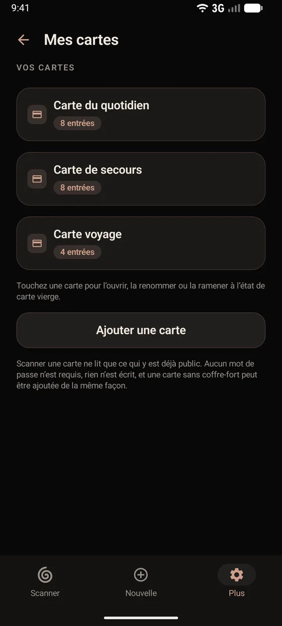 Android: Gardez vos cartes coffre en vue