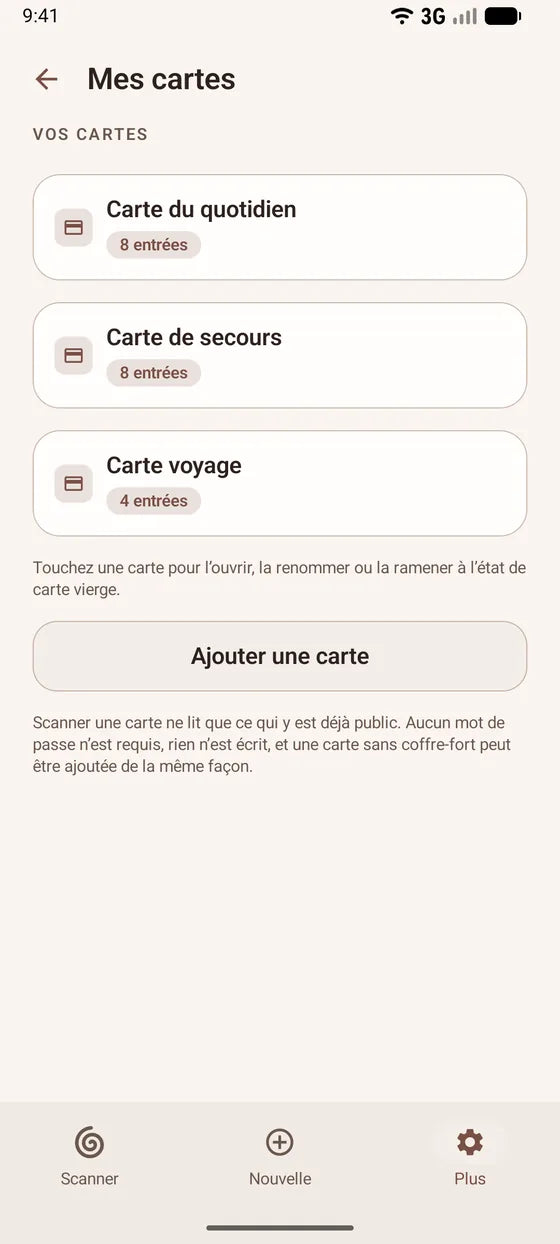 Android: Gardez vos cartes coffre en vue