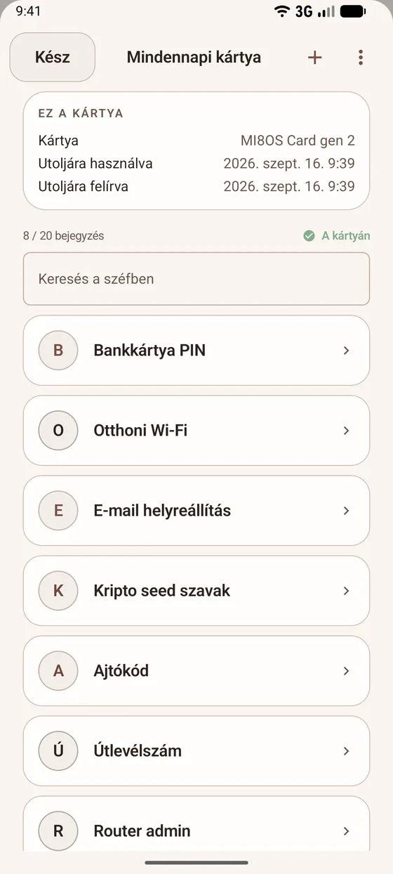 Android: Böngéssze a kártyán tárolt titkokat
