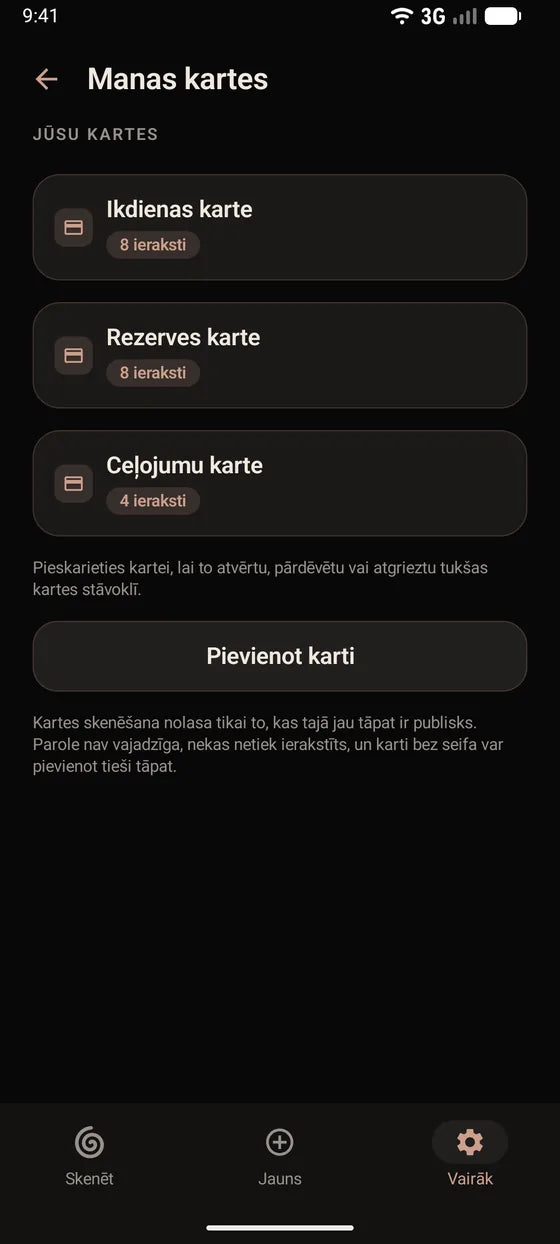 Android: Paturi savas glabātavas kartes redzeslokā
