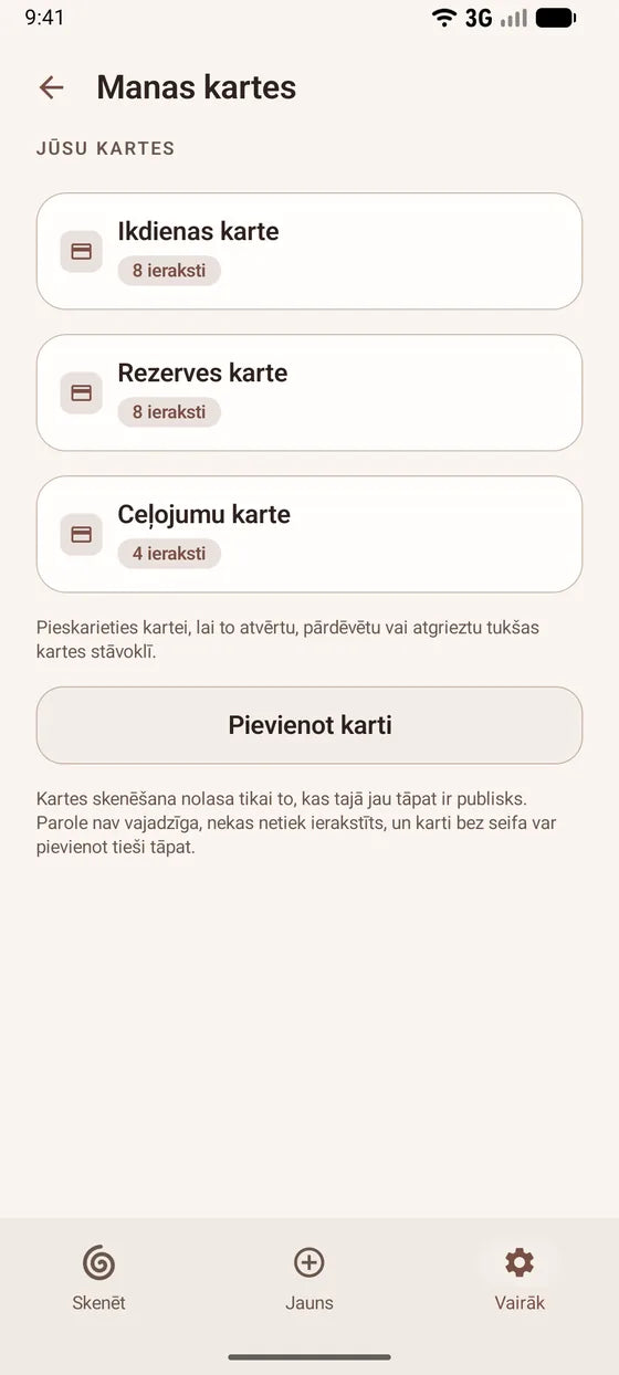 Android: Paturi savas glabātavas kartes redzeslokā