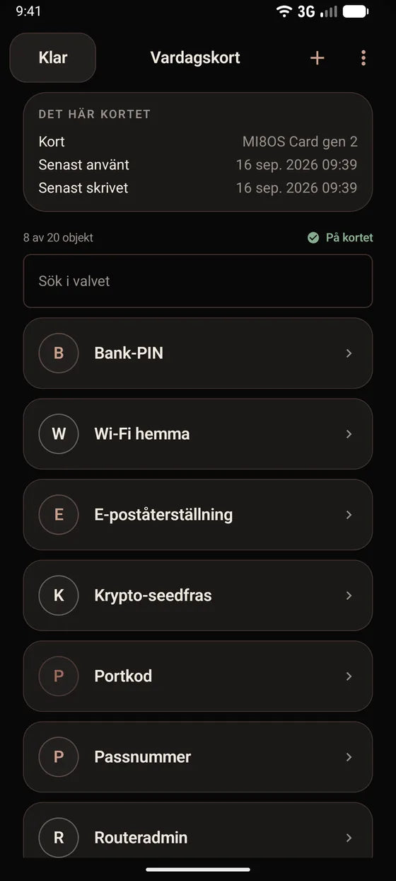 Android: Bläddra bland hemligheterna på ditt kort