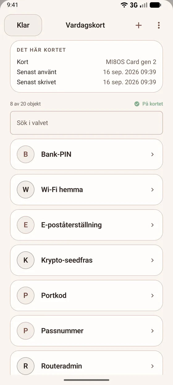 Android: Bläddra bland hemligheterna på ditt kort