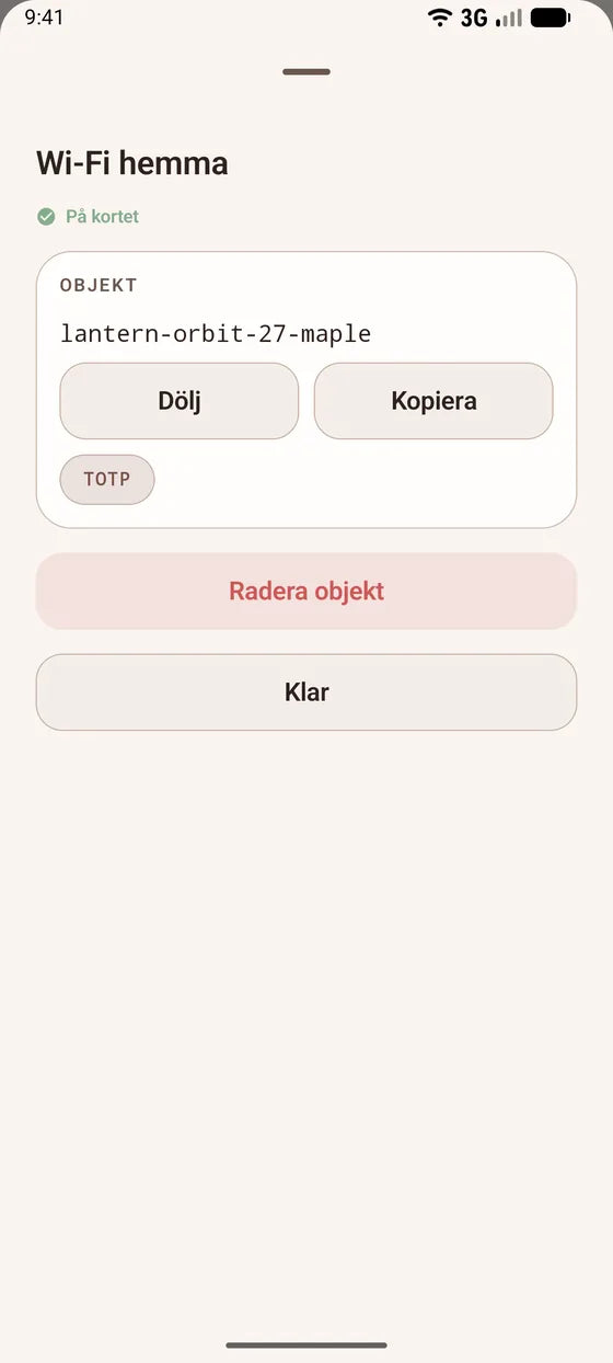 Android: Kopiera en hemlighet med ett tryck
