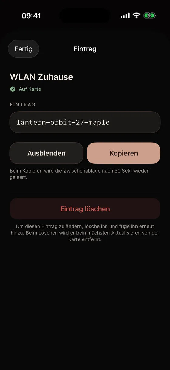 iOS: Zeigen Sie einen Eintrag bei Bedarf an