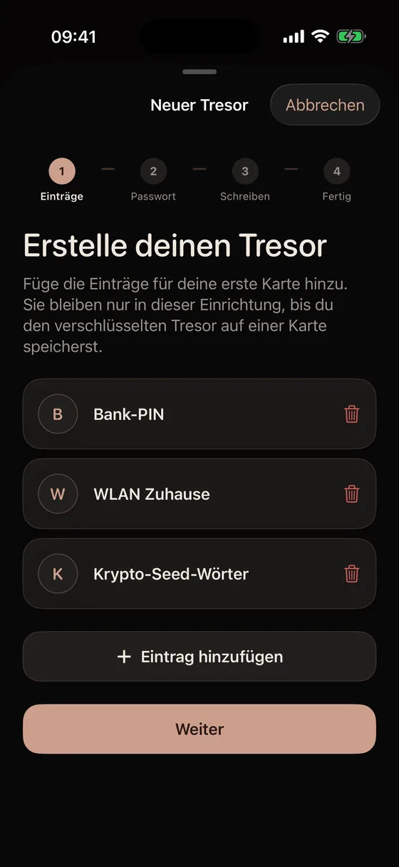 iOS: Erstellen Sie einen Tresor für Wichtiges
