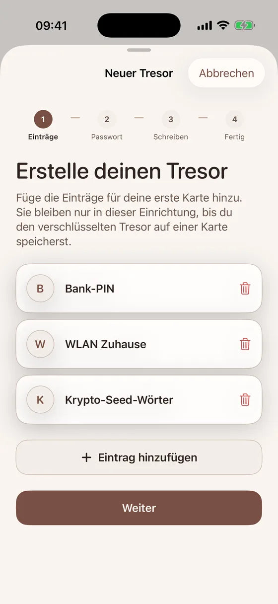 iOS: Erstellen Sie einen Tresor für Wichtiges