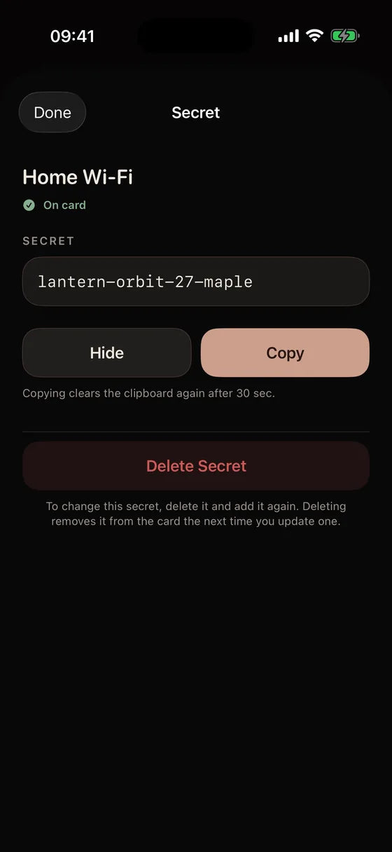 iOS: Reveal a secret when you need it
