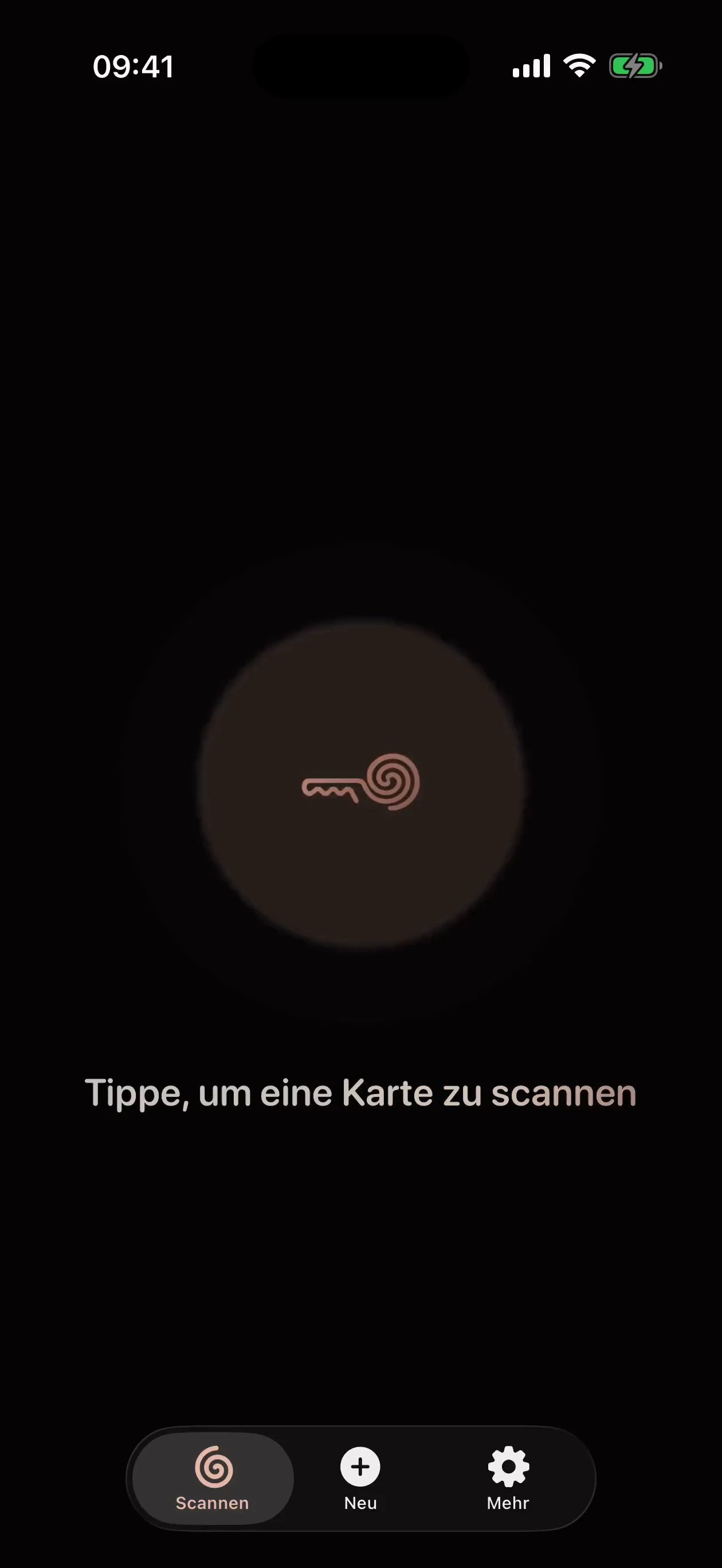 MI8OS App auf dem iPhone, bereit zum Scannen einer MI8OS Card