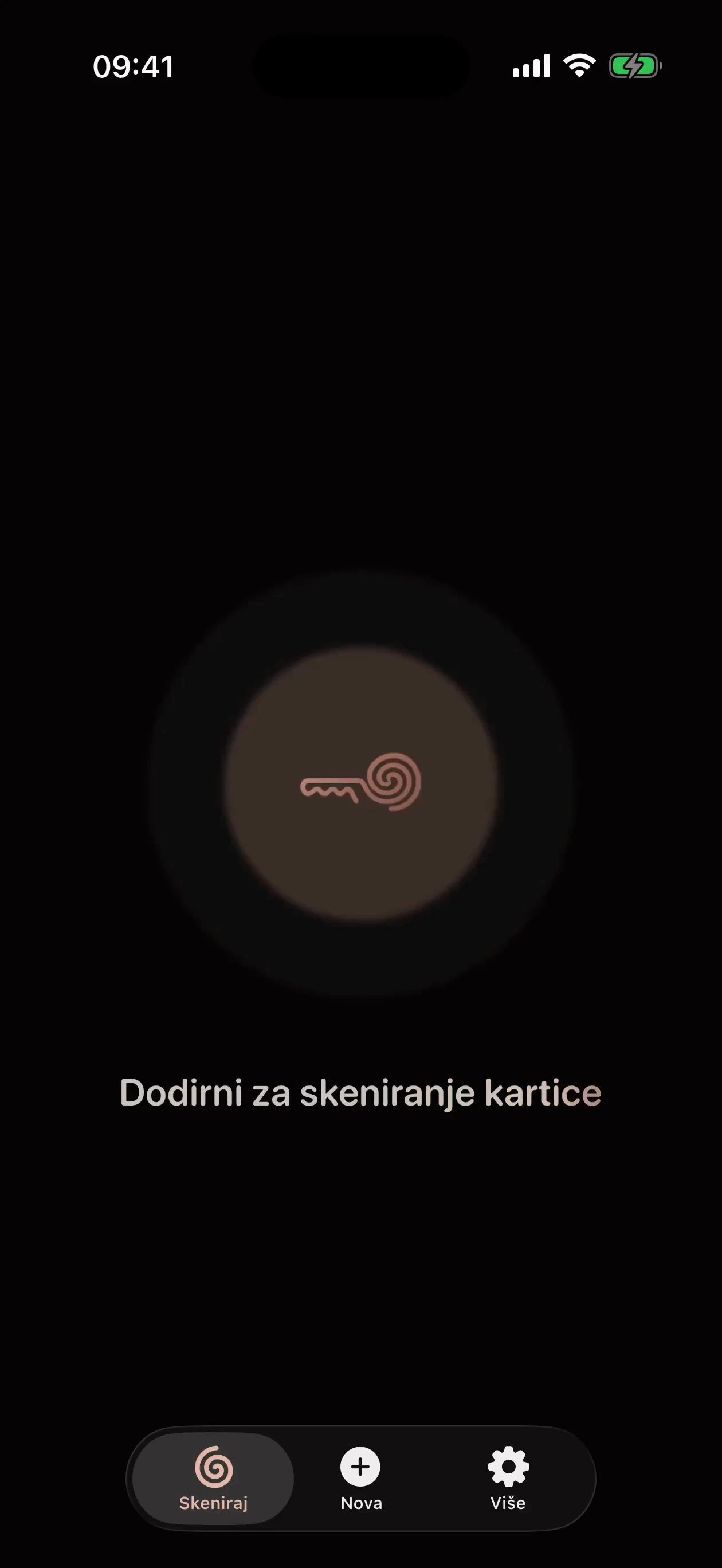 Aplikacija MI8OS na iPhoneu, spremna za skeniranje MI8OS Card