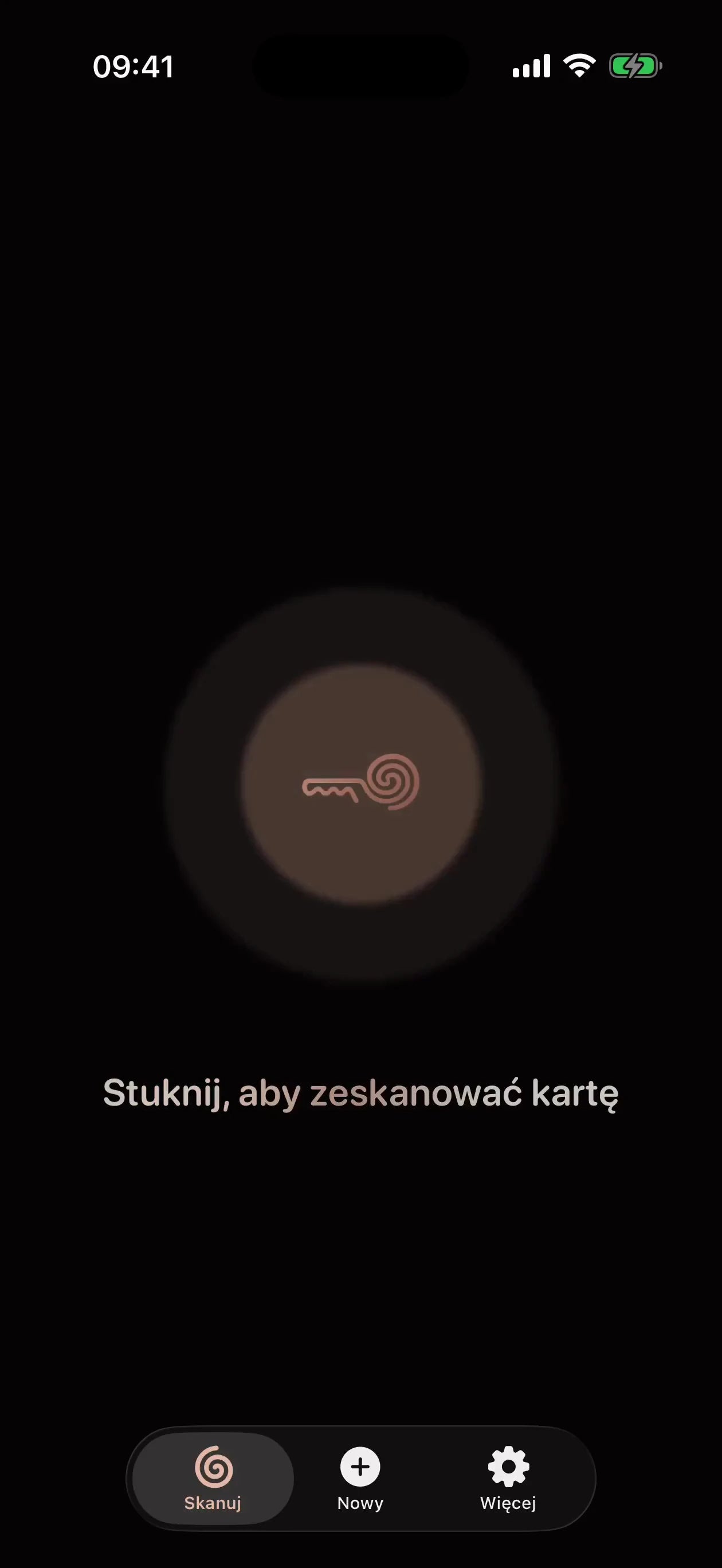 Aplikacja MI8OS na iPhonie, gotowa do zeskanowania MI8OS Card