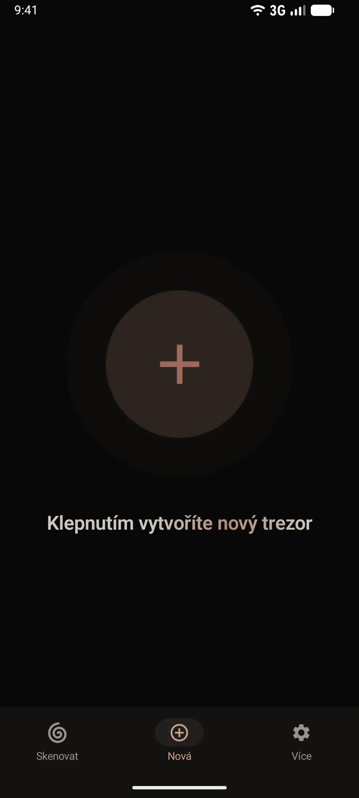 Aplikace MI8OS na Androidu, vytvoření nového trezoru