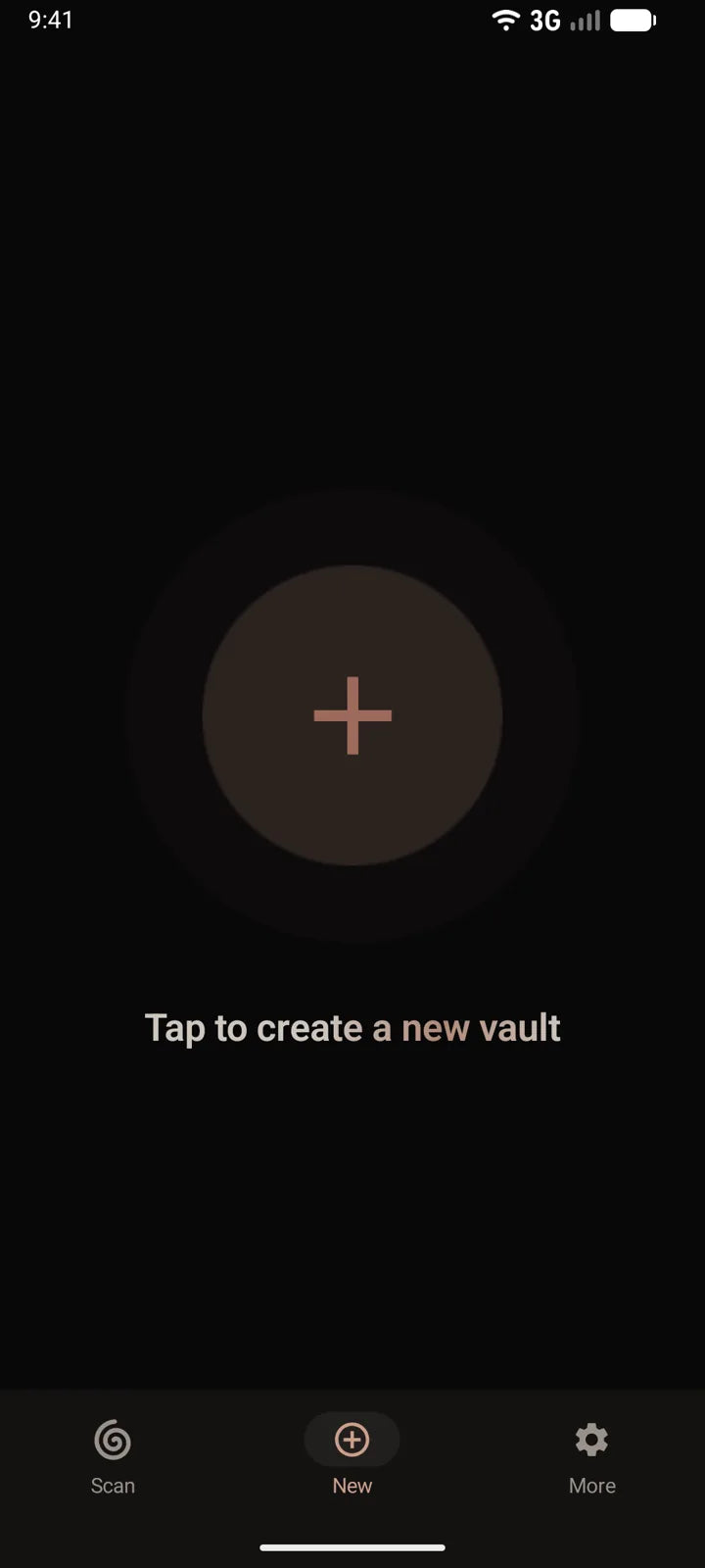 MI8OS app on Android, creating a new vault