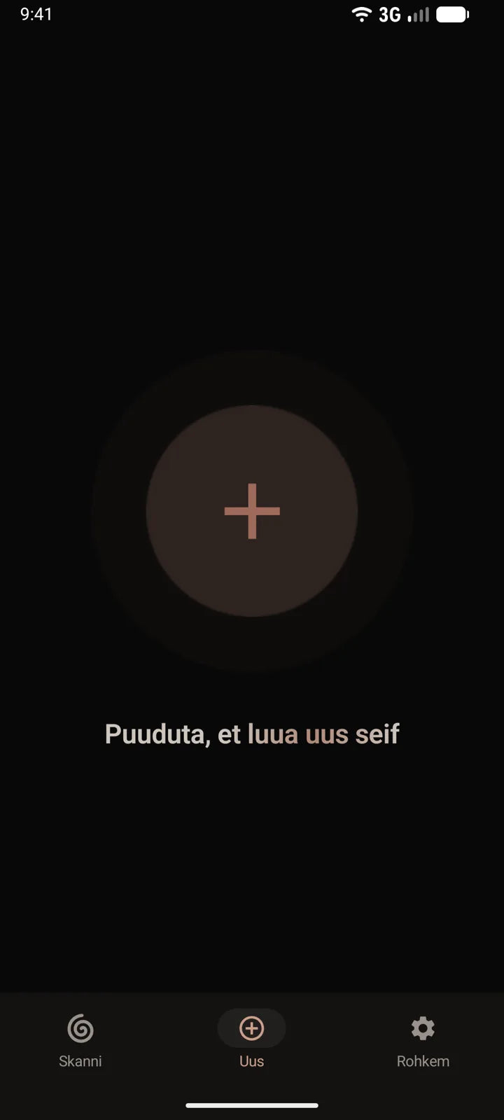MI8OS-i rakendus Androidis, uue seifi loomine