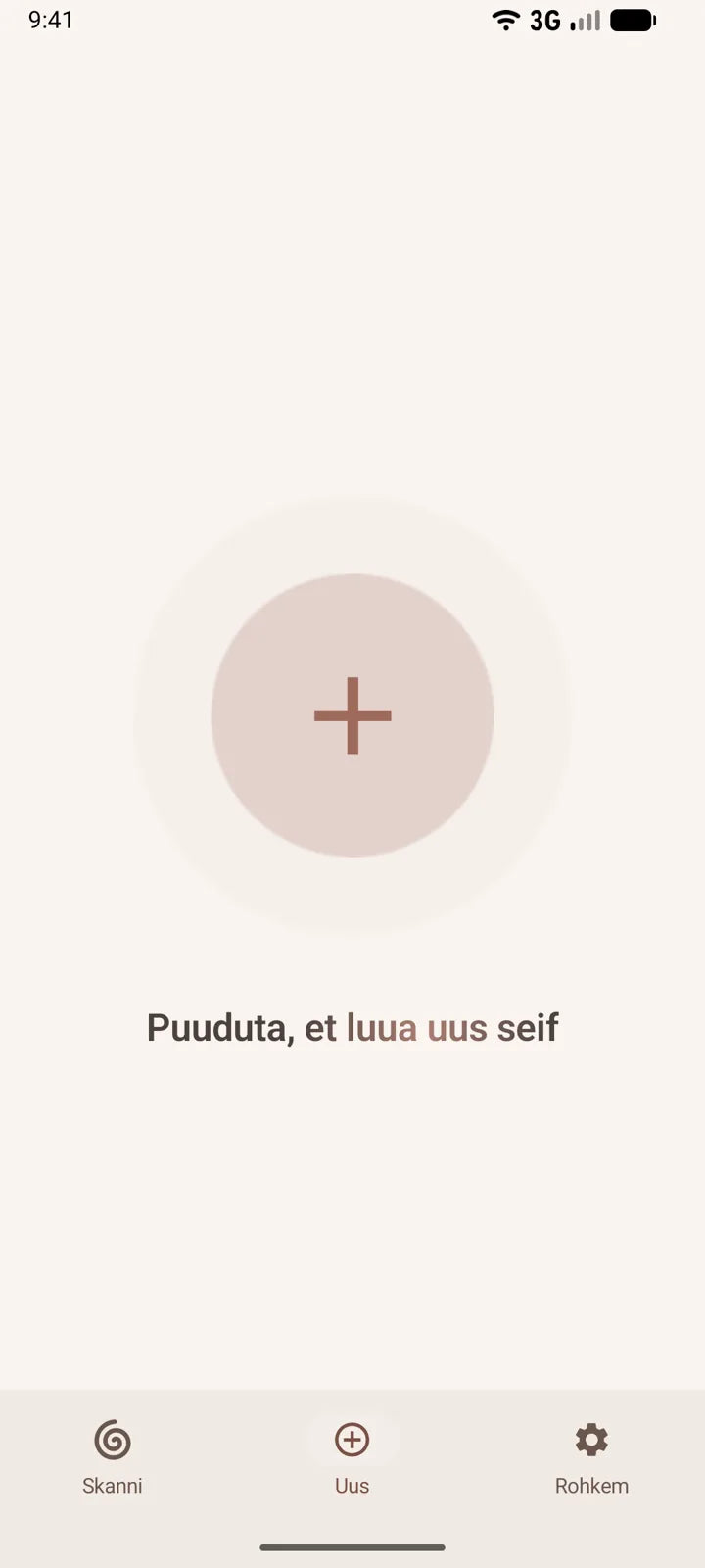 MI8OS-i rakendus Androidis, uue seifi loomine