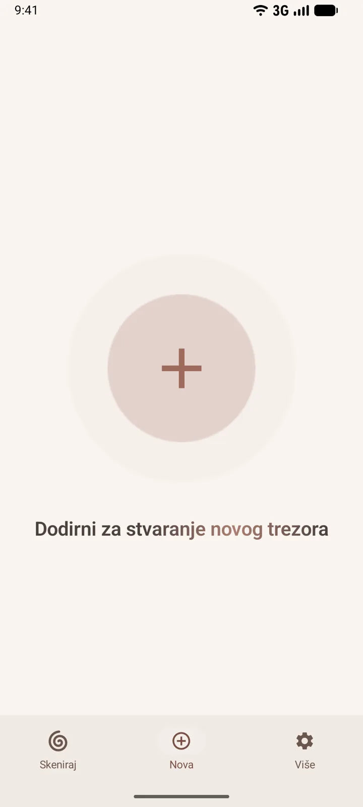 Aplikacija MI8OS na Androidu, izrada novog trezora