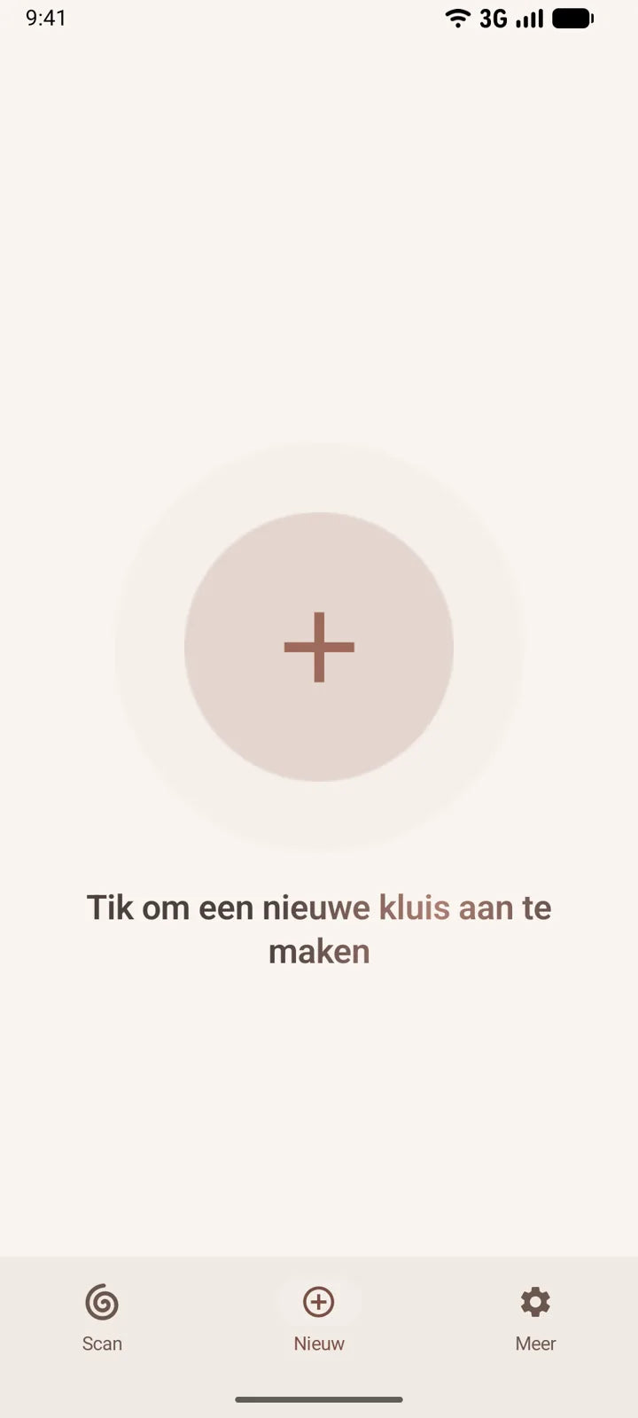 De MI8OS-app op Android, bij het maken van een nieuwe kluis