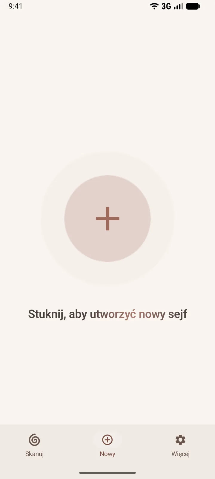 Aplikacja MI8OS na Androidzie, tworzenie nowego sejfu