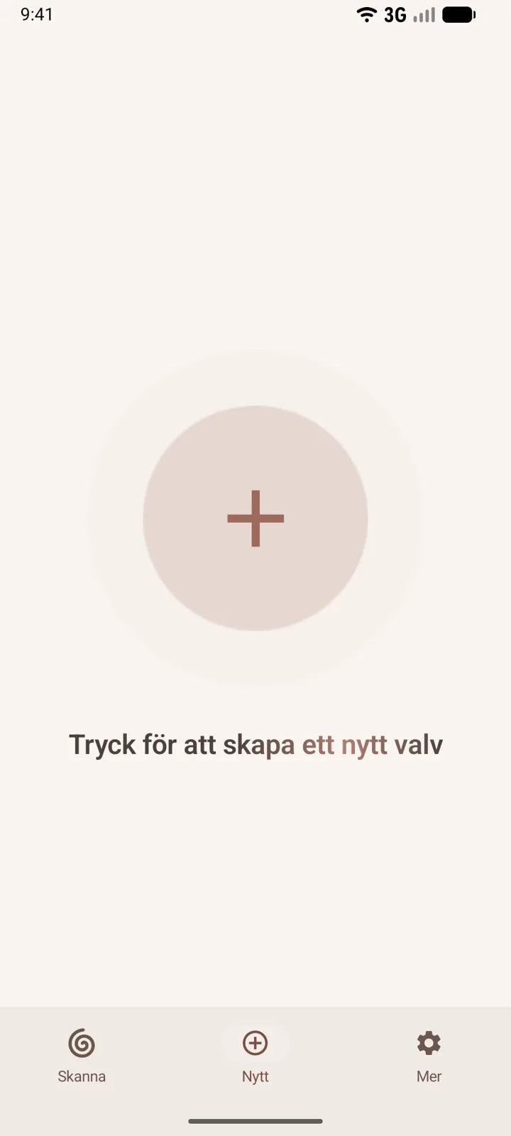 MI8OS-appen på Android när ett nytt valv skapas